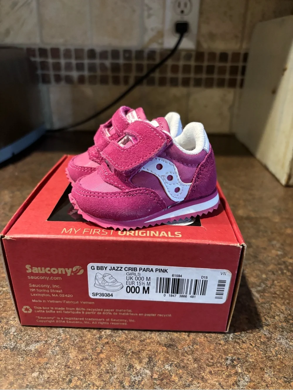 Saucony Baby Walker Shoes in Magenta and White